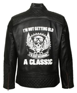 mens motorcycle black leather jacket