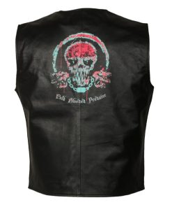 mens motorcycle black leather vest