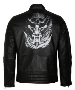 ghost rider mens motorcycle black leather jacket