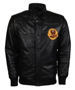 Mens Cobra Kai Johnny Lawrence Cosplay Black Leather Jacket