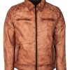 Cafe Racer Brown Waxed Leather Jacket