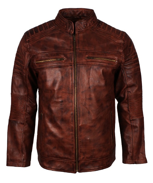 Cafe Racer Vintage Brown Leather Biker Jacket