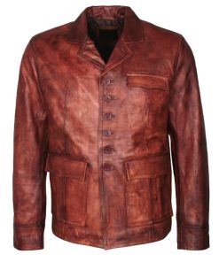 Classic Vintage Brown Coat Style Leather Jacket