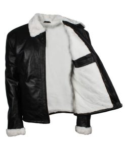 Faux Fur Lining Winters Black Leather Jacket