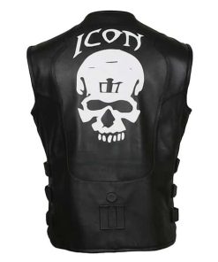 Icon Regulator Skull Motorcycle Black Leather Vest