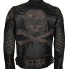 Skull and Bones Motorcycle Leather Jacket Mens