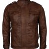 Vintage Brown Mens Designer Leather Biker Jacket
