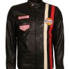 Le Mans Steve McQueen Gulf Black Leather Jacket