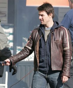 Tom Cruise War of The Worlds Mens Brown Leather Jacket