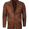 Classic Vintage Brown Men's Leather Blazer