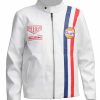 Le Mans Steve McQueen White Gulf Leather Jacket