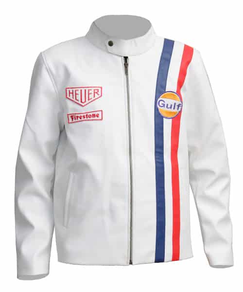 Le Mans Steve McQueen White Gulf Leather Jacket