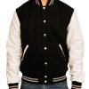 Mens Black and White Varsity Letterman Bomber Jacket