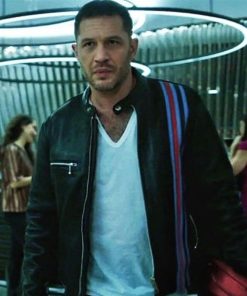 Tom Hardy Venom Black Leather Jacket Outfit