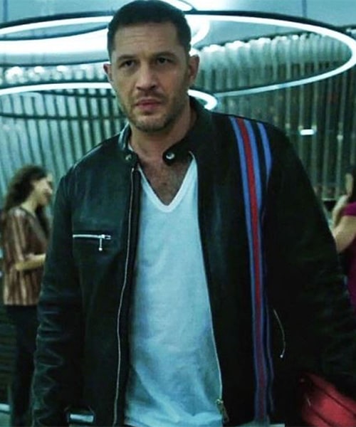 Tom Hardy Venom Black Leather Jacket Outfit