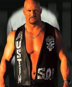 WWE Stone Cold Steve Austin Skull Black Leather Vest