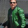 Ben Affleck Green Bomber Leather Jacket Mens