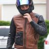 Chris Pine Black and Brown Vintage Biker Jacket