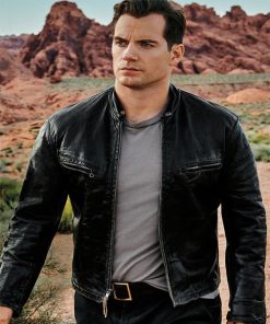 Henry Cavill Black Motorcycle Leather Jacket Mens