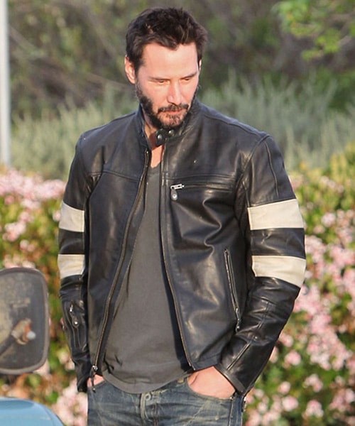 Keanu Reeves Motorcycle Black Leather Jacket