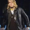 Kurt Cobain Men Black Leather Coat