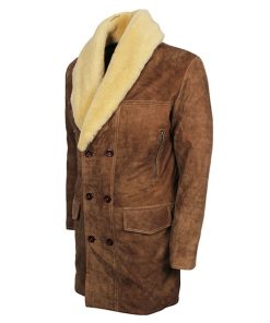 Mens Classic Vintage Brown Luxury Fur Leather Coat - Mens Trench Coat