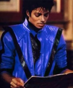 Michael Jackson Thriller Blue Leather Jacket