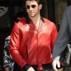 Nick Jonas Inspired Red Leather Jacket