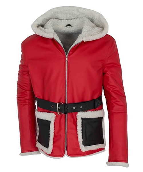 Santa Claus Christmas Red Black Hooded Jacket