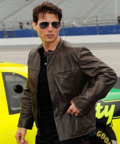 Tom Cruise Brown Racing Leather Jacket