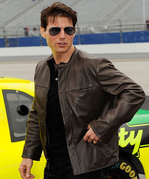 Tom Cruise Brown Racing Leather Jacket