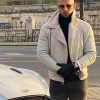 Top G Cobra Andrew Tate White Shearling Leather Jacket