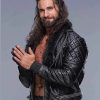 WWE Seth Rollins Black Fur Collar Leather Jacket