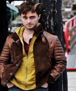 Daniel Radcliffe Horns Brown Leather Jacket