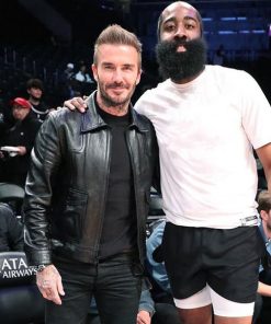 David Beckham Black Trucker Leather Jacket