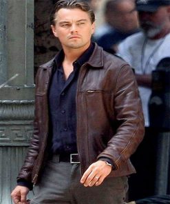 Inception Cobb Leonardo DiCaprio Brown Trucker Leather Jacket
