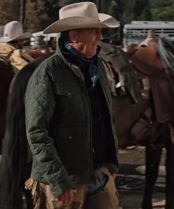 Yellowstone John Dutton Kevin Costner Green Quilted Jacket