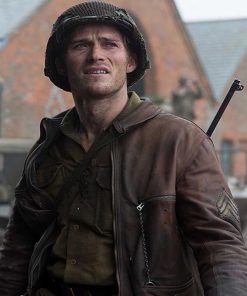 Scott Eastwood Fury Russell Miles Brown Leather Jacket