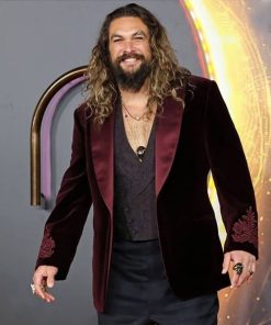 Jason Momoa Maroon Velvet Coat