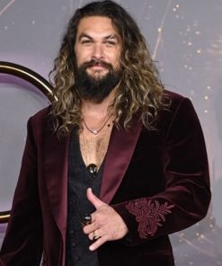 Jason Momoa Maroon Velvet Tuxedo Coat