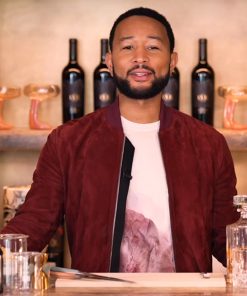 John Legend Maroon Suede Leather Jacket