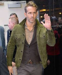 Red Notice Ryan Reynolds Green Leather Jacket