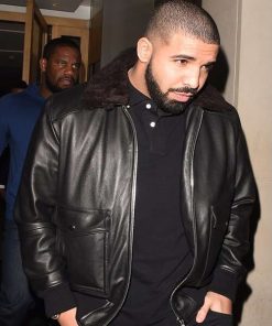 The Drake Black Men's Bomber Leather Jacket