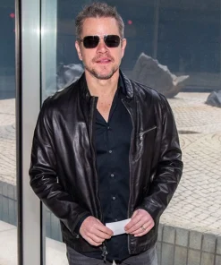 Matt Damon Black Leather Jacket