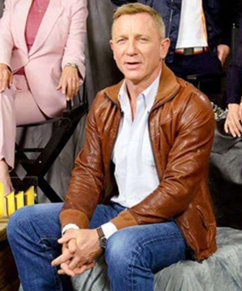 Daniel Craig Photocall For Lionsgate Knives Out Leather Jacket