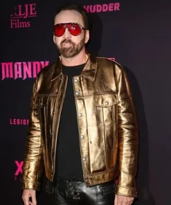 Nicolas Cage Golden Leather Jacket