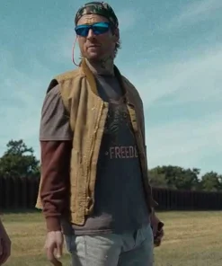 Hit Man Glen Powell Brown Cotton Vest