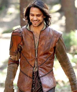 Luke Pasqualino The Musketeers Brown Leather Vest
