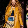 Blake Lively It Ends with us Yellow Leather Coat