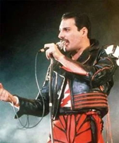 Freddie Mercury Black Red Leather Jacket